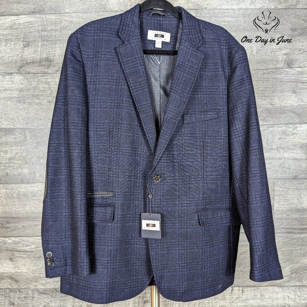 Joseph Abboud Wool Blend Plaid Blazer Navy Blue 2 Button NWT Size XXL